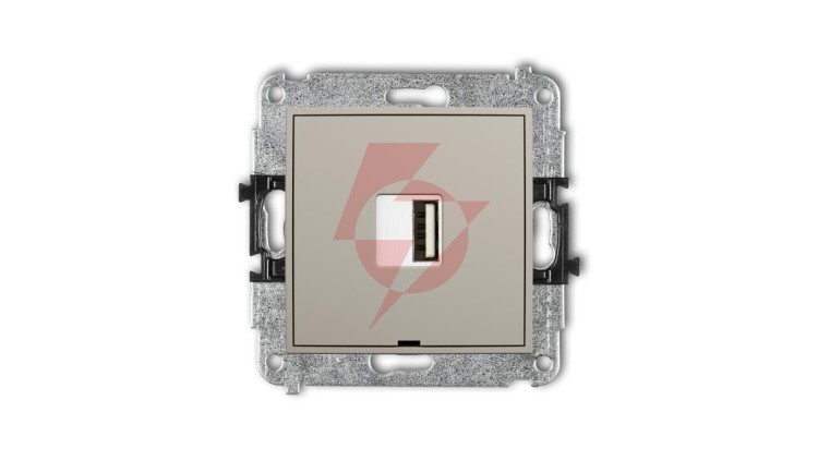 MINI Mechanizm ładowarki USB pojedynczej USB A, 10W max., 5V, 2A, bez pola opisowego taupe 60MCUSBBO-3