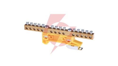Zacisk ochronny 14x6mm2 mosiądz mocowanie na szynę TS35 żółty ZO-2107 A14-2131