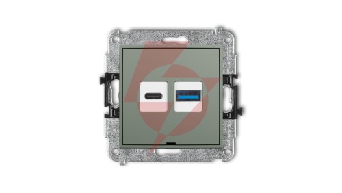 MINI Mechanizm ładowarki USB podwójnej USB C + USB A, 20W max., bez pola opisowego szałwiowy 61MCUSBBO-8