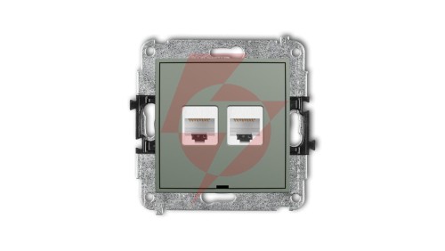 MINI Mechanizm gniazda komputerowego podwójnego 2xRJ45, kat. 5e, 8-stykowy, bez pola opisowego szałwiowy 61MGKBO-2