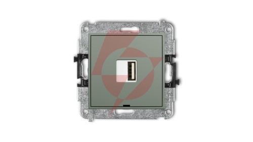 MINI Mechanizm ładowarki USB pojedynczej USB A, 10W max., 5V, 2A, bez pola opisowego szałwiowy 61MCUSBBO-3