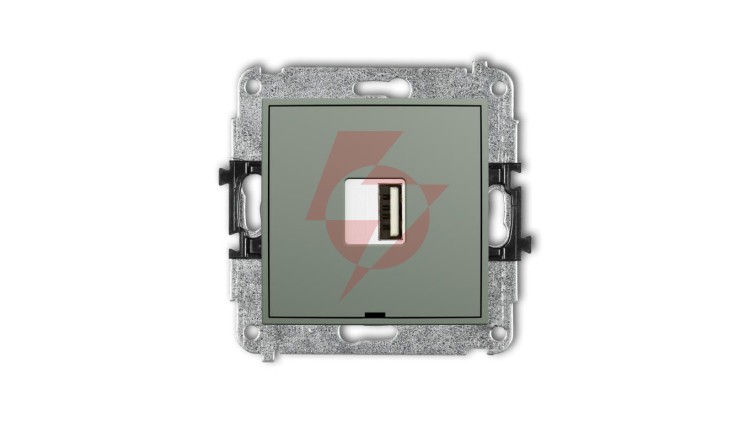 MINI Mechanizm ładowarki USB pojedynczej USB A, 10W max., 5V, 2A, bez pola opisowego szałwiowy 61MCUSBBO-3