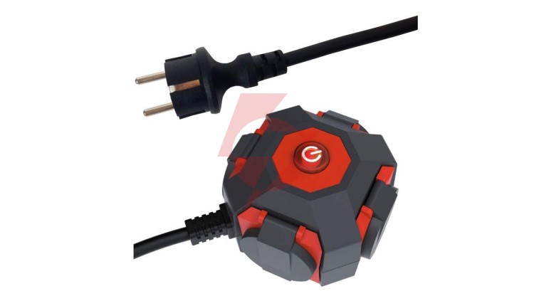 Przedłużacz warsztatowy kostka Outdoor Heavy Duty Power Globe IP44 H07RN-F 3G1,5 mm2, 1,4 m 34103