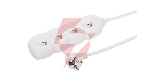 Przedłużacz 4-gniazdowy, 3m biały, 3x1,0mm OWY 34430