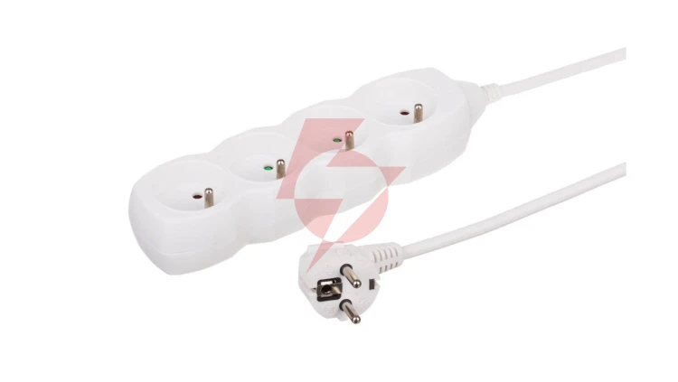 Przedłużacz 4-gniazdowy, 3m biały, 3x1,0mm OWY 34430