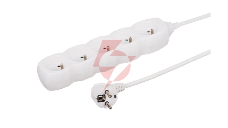 Przedłużacz 5-gniazdowy, 3m biały, 3x1,0mm OWY 34530