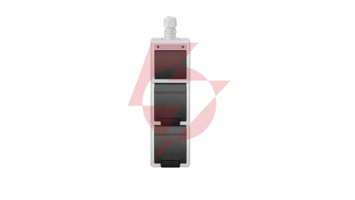 AQUANT 2K zestaw natynkowy pionowy łącznik natynkowy 1-biegunowy(schodowy)+gniazdo podwójne z uziemieniem 2x2P+Z IP65 szary 5062