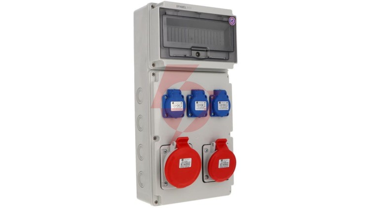 Rozdzielnica budowlana 5P/32A 5P/16A 3x2P+Z/16A IP54 SB-108705-S0140-54