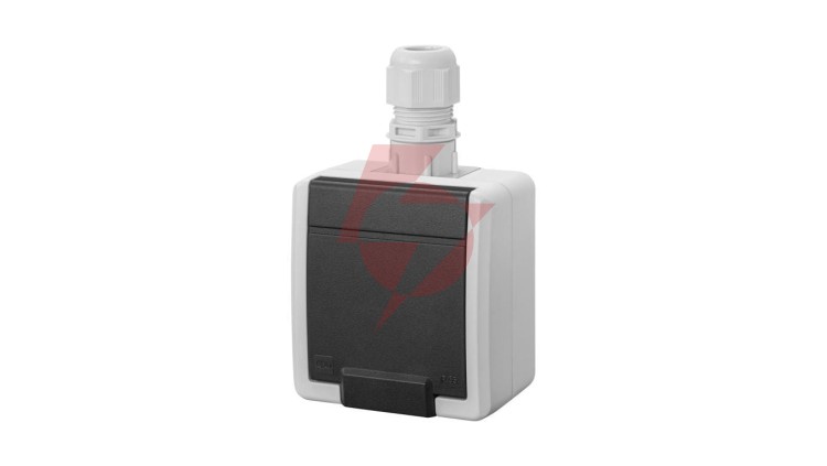 AQUANT 2K gniazdo natynkowe pojedyncze z uziemieniem 2P+Z IP65 szary 5041-65