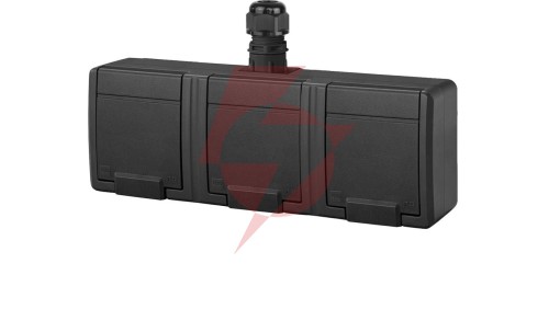 AQUANT 2K gniazdo natynkowe potrójne z uziemieniem 3x2P+Z IP65 antracytowy 5043-67