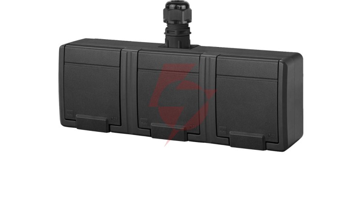 AQUANT 2K gniazdo natynkowe potrójne z uziemieniem 3x2P+Z IP65 antracytowy 5043-67