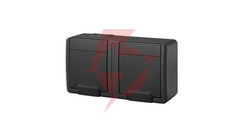 AQUANT 2K gniazdo natynkowe podwójne z uziemieniem 2x2P+Z IP55 antracytowy 5042-17