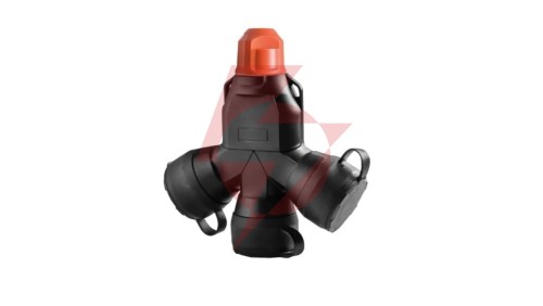 Rozgałęziacz potrójny RED RO1 z dławikiem 16A/250V IP54 kołnierze gumowe czarny XF188G