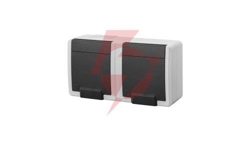 AQUANT 2K gniazdo natynkowe podwójne z uziemieniem 2x2P+Z IP55 szary 5042-10