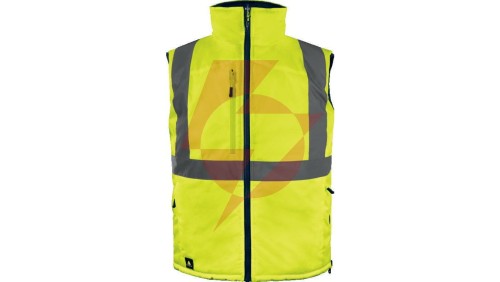 Kamizelka ocieplana, ostrzegawcza, dwustronna z poliestru Oxford, kl.2, kolor Żółty Fluo-Granatowy, rozmiar: 3XL, FIDJ3HVJA3X