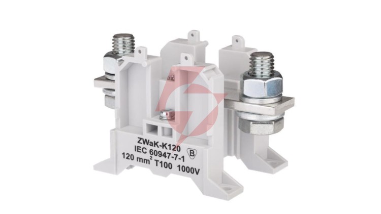 Złączka szynowa 2-przewodowa wielkoprądowa 16-95 mm2 zaciski do żył z końcówką kablową szary ZWaK-K120 A11-1918