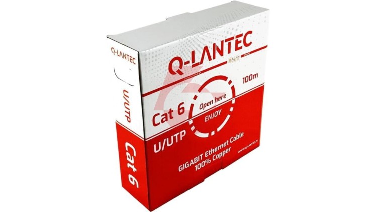 Kabel teleinformatyczny U/UTP kat.6 PVC Eca szary Q-LANTEC /100m/