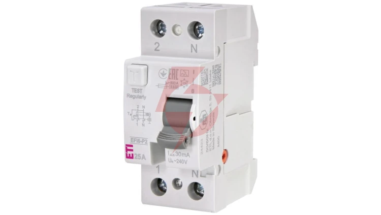 Wyłącznik różnicowoprądowy 2P 25A 0,03A typ A 6kA EFI6-P2 A 25/0.03 002061261