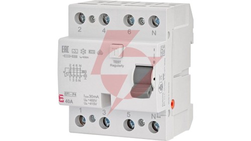 Wyłącznik różnicowoprądowy 4P 40A 0,03A typ A 6kA EFI6-P4 A 40/0.03 002061662