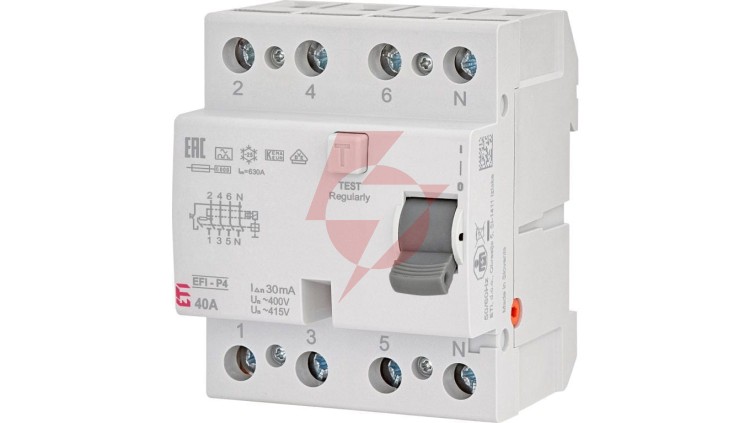 Wyłącznik różnicowoprądowy 4P 40A 0,03A typ A 6kA EFI6-P4 A 40/0.03 002061662