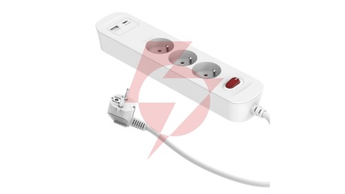 Przedłużacz szybkoładujący PD20 3-gniazdowy z wyłącznikiem + 2x USB (A+C) 1,4m SQUALL, biały / 34096