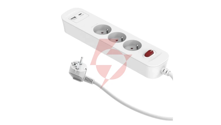 Przedłużacz szybkoładujący PD20 3-gniazdowy z wyłącznikiem + 2x USB (A+C) 1,4m SQUALL, biały / 34096