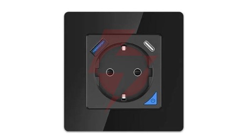 Inteligentne gnizodo SMART LIFE WALL SOCKET OUTLET 230V + SINGLE FRAME WIFI 1xUSB A 1xUSB C czarne EXTRALINK EX.35748