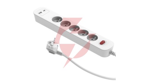 Przedłużacz szybkoładujący PD20 5-gniazdowy z wyłącznikiem + 2x USB (A+C) 1,4m SQUALL, biały / 34097