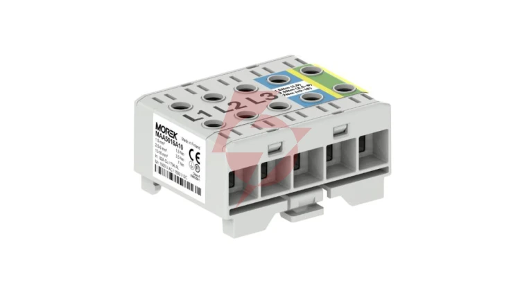 Złączka OTL16-5x szary, niebi, żół-ziel 5x1x Al/Cu 1,5-16mm² 1000V AC/1500V DC Zacisk uniwersalny mocowanie na szynę MAA5016A10