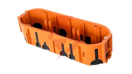 Puszka podtynkowa ProDuo potrójna, głęboka 60mm, fi68, łączeniowa, z wkrętami, wiatroszczelna , pomarańczowa, IP30 /A.0093/
