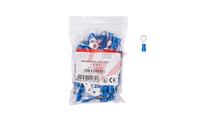 Końcówka oczkowa izolowana 1,5-2,5mm2/M5 EM00225 (100szt.)