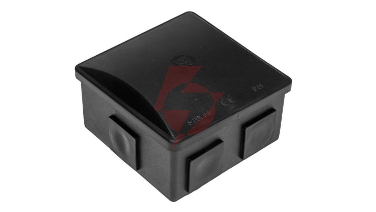 Puszka hermetyczna S-BOX 80x80x40, 6 dławików, kwadratowa, odporna na UV, czarna, IP44 /S-BOX 036C/