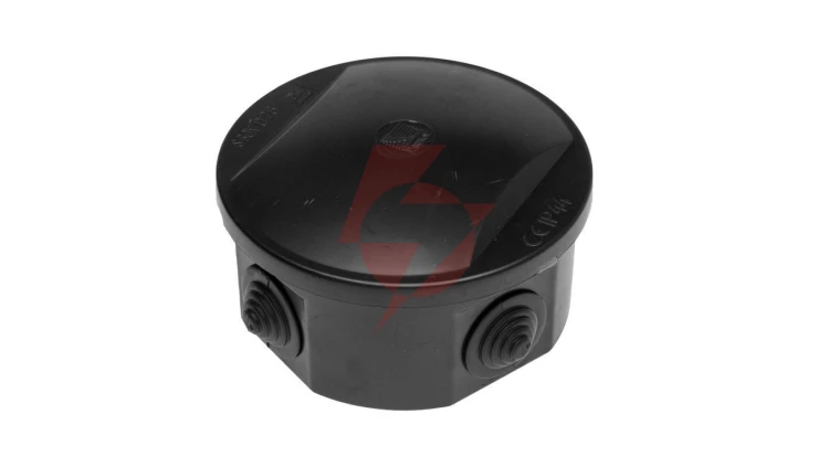 Puszka hermetyczna S-BOX 80x40, 4 dławiki, okrągła, odporna na UV, czarna, IP44 /S-BOX 026CO/