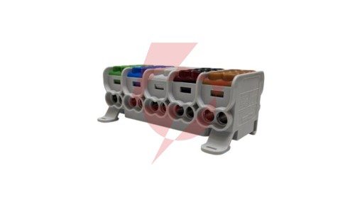 Blok dystrybucyjny - rozdzielczy HLAK25 5P brązowy, czarny, szary, niebieski, zielony 2xAl/Cu 25mm²+16mm² 1000VAC/1500VDC MAG525