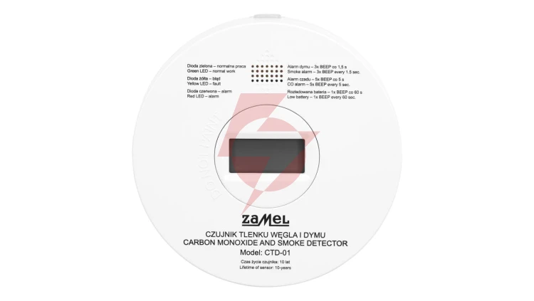 Czujnik tlenku węgla (czadu) i dymu (2w1) bateryjny CTD-01 GAR10000084
