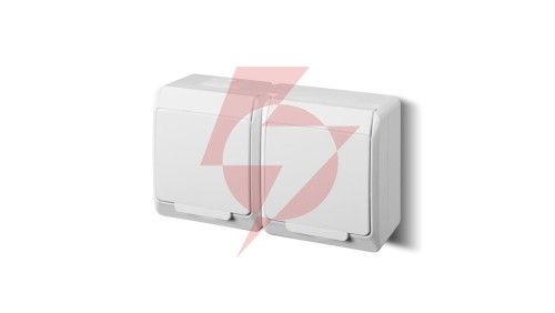 HERMES Gniazdo podwójne z/u 2P+Z SCHUKO IP44 białe 0325-02