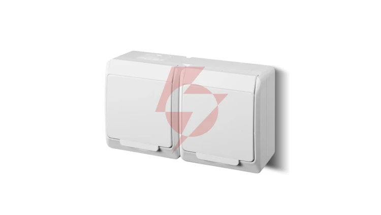 HERMES Gniazdo podwójne z/u 2P+Z SCHUKO IP44 białe 0325-02