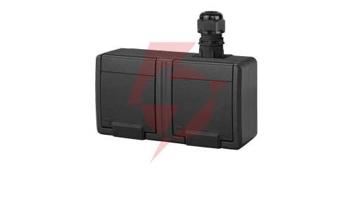 AQUANT 2K gniazdo natynkowe podwójne z uziemieniem 2x2P+Z IP65 antracytowy 5042-67