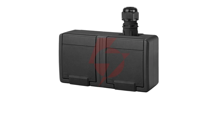 AQUANT 2K gniazdo natynkowe podwójne z uziemieniem 2x2P+Z IP65 antracytowy 5042-67
