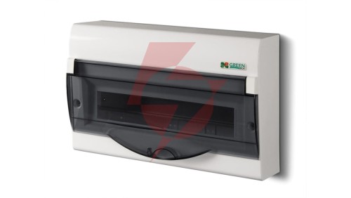 Rozdzielnica modułowa 1x12+2 natynkowa GREEN BOX RN 1/12+2 drzwi transparentne dymne N+PE IP40 2353-01