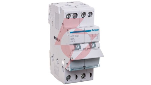 Przełącznik modułowy zasilania I-0-II (sieć-agregat) 32A 2P SFB232