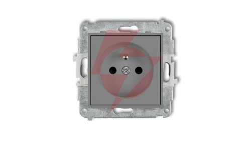 ICON Mechanizm gniazda pojedynczego z uziemieniem 2P+Z (przesłony torów prądowych) szary mat 27IGP-1zp