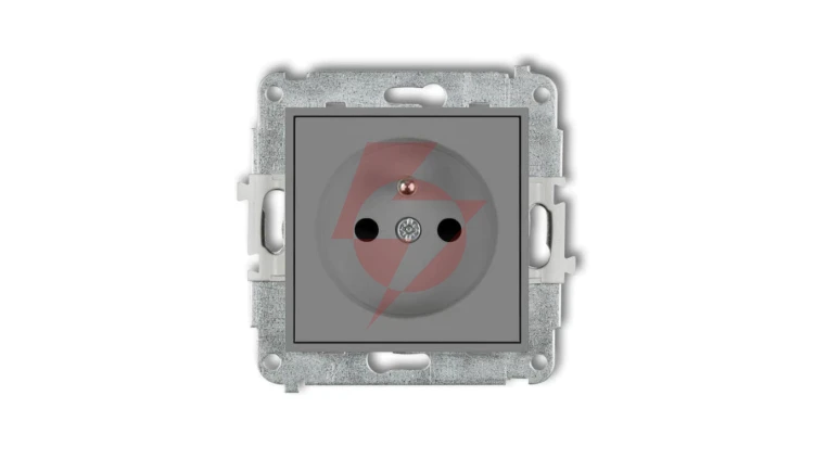 ICON Mechanizm gniazda pojedynczego z uziemieniem 2P+Z (przesłony torów prądowych) szary mat 27IGP-1zp