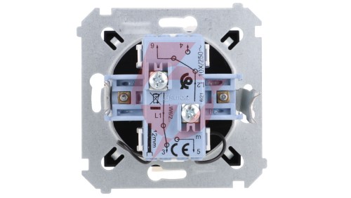 Simon 54 Łącznik schodowy podwójny z podświetleniem (moduł) 10AX 250V zaciski śrubowe czarny mat DW6/2L.01/49