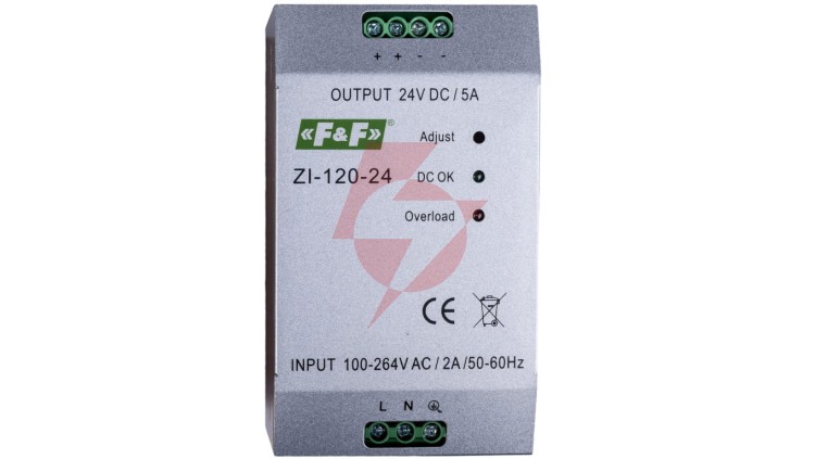 Zasilacz impulsowy 230VAC/24VDC 120W 5A ZI-120-24V