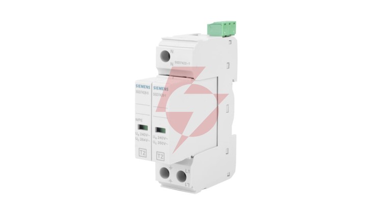 Ogranicznik przepięć Typ T2 1P+N Uc 350V szerokość 24mm 20kA TN-S ze stykami sygn. SENTRON 5SD7422-1