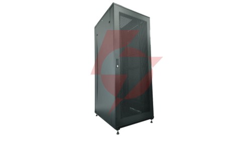 Szafa serwerowa rack 19 cali 42U 800x1000, drzwi stalowe perforowane, kolor czarny FLAT PACK