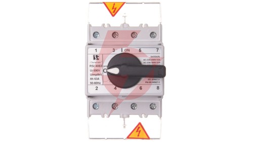 Rozłącznik izolacyjny 4P 63A z pokrętłem na rozłączniku czarnym RSI-4063W02