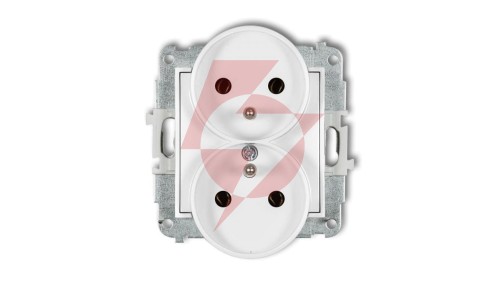 ICON Mechanizm gniazda podwójnego do ramki z uziemieniem 2x(2P+Z) (bez przesłon torów prądowych) biały mat 25IGPR-2z