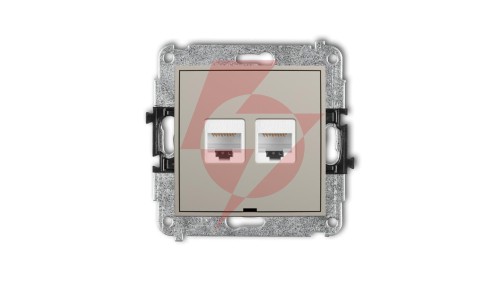 MINI Mechanizm gniazda komputerowego podwójnego 2xRJ45, kat. 5e, 8-stykowy, bez pola opisowego taupe 60MGKBO-2